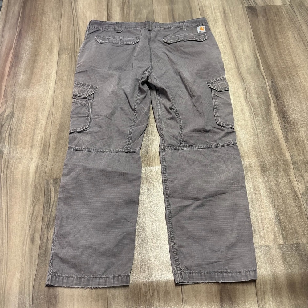 Carhartt Force Relaxed Fit Cargo Pants Grey Ripstop 38x32 Distressed Thrashed